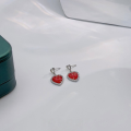 wholesale S925 silver maker retro style heart earrings with colorful gold platinum fragments, advanced and versatile earrings-0-3