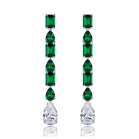 wholesale S925 Silver 1ct Green Nano Earrings 8*12-E266 Green Diamond 925 Silver