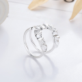 wholesale S925 Sterling Silver Irregular European and American Safety Pin Design Open Ring Geometric Trendy Index Finger Ring for Women-0-1