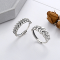 wholesale S925 Sterling Silver Vintage Matte Wheat Ear Ring, Bohemian Chinese Style Versatile Band-0-0