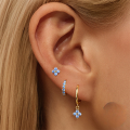wholesale S925 Sterling Silver Geometric Classic Petal Zircon Accent Hoop Earrings, Luxe Opal-0-1