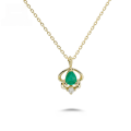 wholesale 10K gold jewelry Japanese retro-style emerald moissanite necklace, daily versatile piece, factory wholesale-0-0