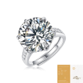 wholesale S925 Sterling Silver Ring Moissanite 10 Carat Women's New Fashion One Finger Vast Ring Factory Stock Wholesale-0-6