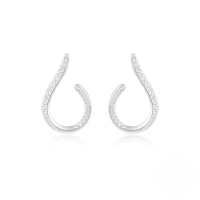 wholesale 925 Sterling Silver New Style Irregular Wave Hoop Earrings With Inlaid Crystals, Popular In Europe And Us, Fashionable On Instagram-Platinum 925 silver