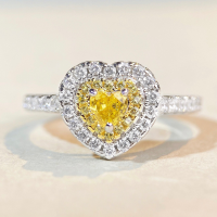 wholesale S925 Sterling Silver Wholesale Little Red Book Viral Ins Style Simple Heart-Shaped Zirconia High Carbon Diamond Ring for Women-Yellow Diamond-CBJZ338 9