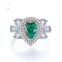 wholesale 925 Silver Jewelry New 6*9mm Teardrop Ice-Cut Paraiba Green High-Carbon Diamond Sweet Ins-R430 Green Diamond>No. 5