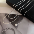 wholesale S925 Sterling Silver Heavy Duty Snake Chain Women's Korean Layered High-End Baroque Pearl Fringe Necklace-0-4