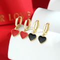 wholesale 925 Sterling Silver Minimalist Drip Enamel Heart Stud Earrings for Women, Versatile, Elegant, and Unique Design with a Cold High-End Aesthetic, European and American Style-0-3