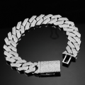 wholesale Full Size Cross-Border Hot Selling Sterling Silver Plated Moissanite Hip Hop 8/10/12/14/16mm Ultra Sparkly Cuban Chain Bracelet-0-9