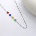 wholesale S925 Sterling Silver Creative Resin Enamel Color Block "Peace, Joy, and Happiness" Necklace Fashionable Sweet and Edgy Style Versatile Choker-0-2