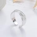 wholesale S925 Silver Korean Style Irregular Concave Dot Multi-Line Cross Minimalist Versatile Open Ring-0-0