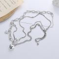 wholesale S925 Sterling Silver Korean Style Double-Layer Interlocking Chain 3D Heart Sweater Hoodie Versatile Trendy Necklace-0-1