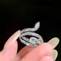 wholesale S925 Sterling Silver Aloof Style Spirit Snake Ring for Women, Small Niche Design, Ins Light Luxury Index Finger Ring with a Personalized and High-End Feel-0-2