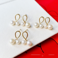 wholesale S925 Sterling Silver All-Over Red Elk Cross Design Small Pearl Stud Earrings for Women, Elegant, Niche, Luxury, Versatile-0-2