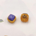 wholesale S925 gold-plated silver metal, natural Charoite round platform hand tag, spacer beads accessories, bracelet necklace DIY semi-finished products-0-16