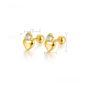 wholesale 925 Sterling Silver Minimalist Zircon Heart Stud Earrings, Wholesale New Simple Ins Ear Studs-0-5