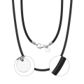 wholesale 925 Sterling Silver Clasp, 30mm Genuine Black Leather Cord Necklace, Unisex, Versatile-0-4