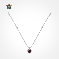 wholesale S925 Sterling Silver Japanese Korean Cross-Border Women's Necklace, Exquisite High-End Red Heart Pendant with Plain Silver Bead Side Chain-Platinum DY190899-SW-RD 925 Silver