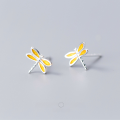 wholesale S925 silver earrings for women, Korean and Japanese style, artistic and fresh, gold-plated with silver edges, dragonfly earrings, ear accessories G0387-0-2