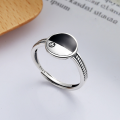wholesale S925 Sterling Silver Trendy Creative Irregular Finger Ring with Resin Inlay and Smiling Open Design for Women-0-0