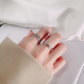 wholesale S925 Sterling Silver Geometric Irregular Cross Twist Knot Ring Trendy Individual Fashion Niche Design Sense Band-0-3