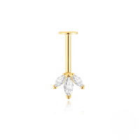 wholesale S925 Sterling Silver Classic Marquise Zircon Flat Head Threaded Ear Cartilage Stud,-Single gold #2