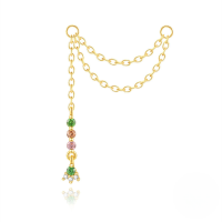 wholesale S925 Sterling Silver Geometric Tassel Earrings With Zircon And Bead Charms-Single gold #4&gt;925 silver