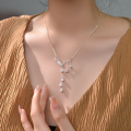 wholesale Silver S999 Maker's New Versatile Vintage-inspired Small Fresh Drawn Flower Necklace with Fringe Lily of the Valley Pendant-0-1