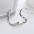 wholesale 925 Sterling Silver Korean-style Street Graffiti Fashionable Personality Green Zircon Inlaid Unique Trendy Bracelet for Men and Women-0-1