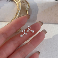 wholesale S925 Sterling Silver Swarovski Pearl Ear Studs, Women's Korean New Style Minimalist Luxury Versatile Earrings for Pierced Ears-Sterling silver