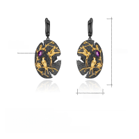 wholesale 925 Silver Two-Tone Plated Natural Amethyst Magpie Design High-End Chinese Style Earrings-Natural amethyst earrings