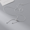 wholesale S925 Silver Korean Version Ins Style Niche Design Exquisite Minimalist Adjustable Light Bead Snake Chain Necklace Y01967-0-3