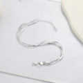 wholesale S925 Silver Multi-Layer Stacking Snake Bone Chain Bracelet, Minimalist Ins Trendy-0-2