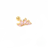 wholesale S925 Sterling Silver。-Gold-Single-Pink Diamond