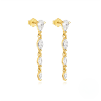 wholesale S925 Sterling Silver Exquisite Flower Tassel Chain Earrings With Korean-style Small Zircon And Pearl Accents-Gold#3 925 Silver