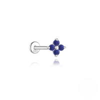 wholesale S925 Sterling Silver Geometric Inlaid Zircon Natural Lapis Lazuli Flat Head Threaded Ear Cartilage Stud, New Hot Selling High-end Earrings-Single platinum #3