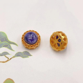 wholesale S925 gold-plated silver metal, natural Charoite round platform hand tag, spacer beads accessories, bracelet necklace DIY semi-finished products-0-6