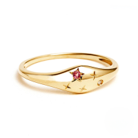 wholesale S925 Sterling Silver Zodiac Constellation Star Zircon Ring For Women, European And American Cross-border Creative Ins French Style-Gold-Libra 8