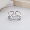 wholesale S925 Sterling Silver Korean-style Minimalist Ins Trend Knot Design Versatile Double-layer Open Ring-0-2
