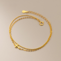 wholesale S925 silver gold-colored double-layer cross bead chain bracelet for women, Japanese and Korean style, accessory S4572-0-1
