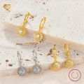 wholesale 925 Silver Sunflower Earrings for Cross-Border Trade in Europe and America, Pure Silver Flower Ear Clips, Light Luxury High-End Style, Ins Fashion-0-0