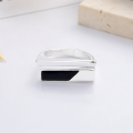 wholesale S925 Sterling Silver European and American Cross-Border Minimalist Geometric Rectangular Ring Exaggerated Hip-Hop Trendy Cool Index Finger Ring-0-2