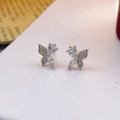 wholesale S925 Sterling Silver Maker's New Korean-style Ins-style Zircon Butterfly Stud Earrings, Fashionable and Versatile Women's Jewelry-0-0