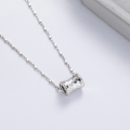 wholesale S925 Silver Retro Fashion Concave Diamond Grid Geometric Creative Trendy Niche Design Versatile Necklace-0-1