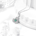wholesale Sterling Silver S925 Emerald Three-Dimensional Clover Necklace for Women, Elegant and Luxurious Advanced Sense Jewelry,-0-2