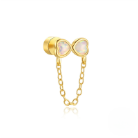 wholesale S925 Sterling Silver Opal Love Cross Cylinder Threaded Ear Cartilage Stud-Single gold #4