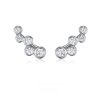 wholesale 925 Sterling Silver Earrings with Round Beads, Geometric Irregular Ear Hooks, and Zirconia Inlays for an Upscale Cross-Border Look-Platinum 925 silver