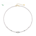wholesale Retro minimalist luxury brass moss bead freshwater pearl bohemian-style high-end necklace-0-0