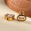 wholesale S925 gold-plated enamel Labubu spacer beads for DIY bracelets, necklaces, pendants, handcrafted cord accessories-0-9