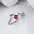 wholesale S925 Sterling Silver Korean Japanese Style Geometric Irregular Chain Stackable Ins Trendy Open Ring-0-1